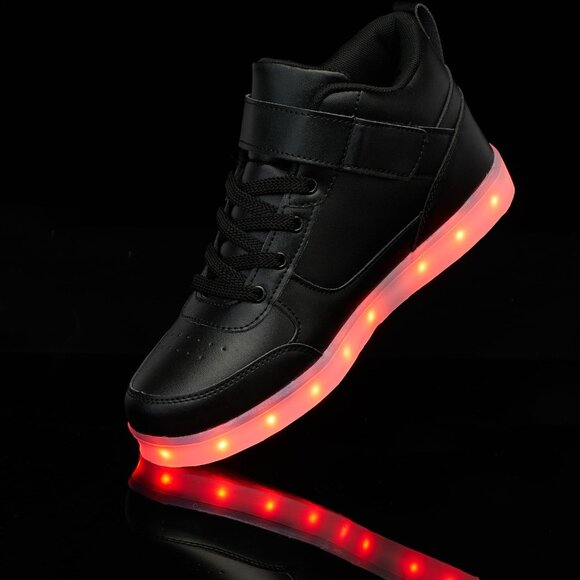 ⚡Unisex Black High Top USB Charging Light Up Shoes Sports LED Dancing Sneakers - Picture 7 of 7